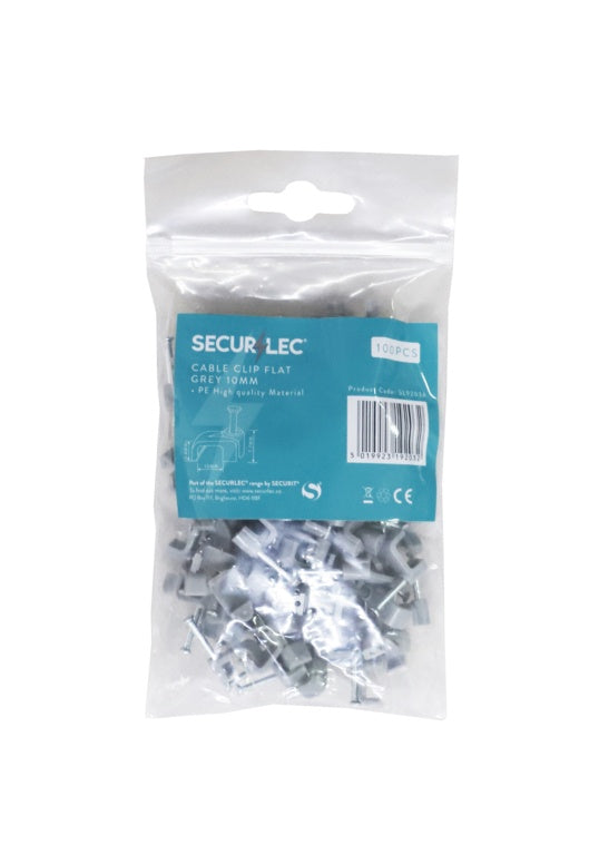 Securlec Cable Clips Flat Grey 2.5mm 100 Piece