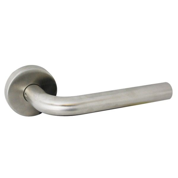 Lever on Round Rose - Satin Stainless