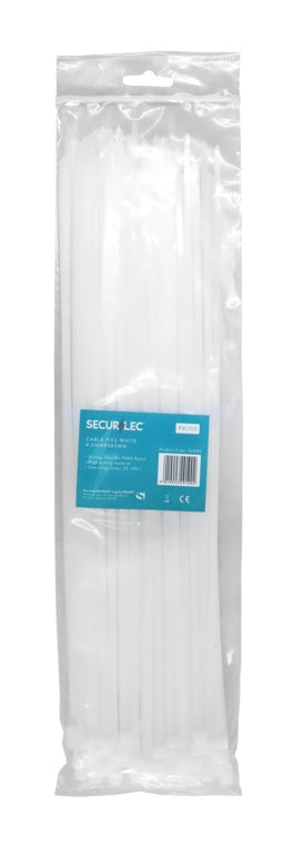 Securlec White Cable Ties 4.5mm x 380mm Pack 100