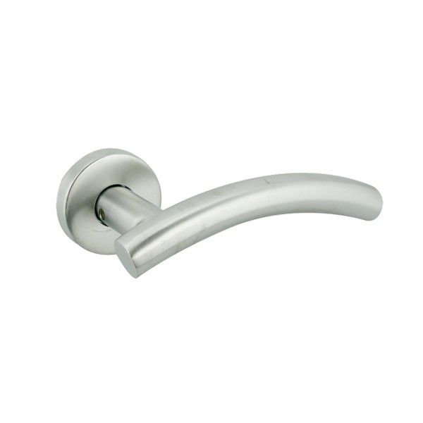 Lever on Round Rose - Satin Stainless