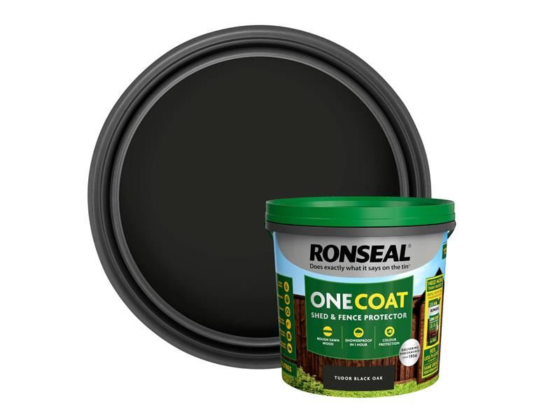 Ronseal One Coat Shed & Fence Protection Tudor Black Oak 5 litre Ronseal - RockBottom Nothampton