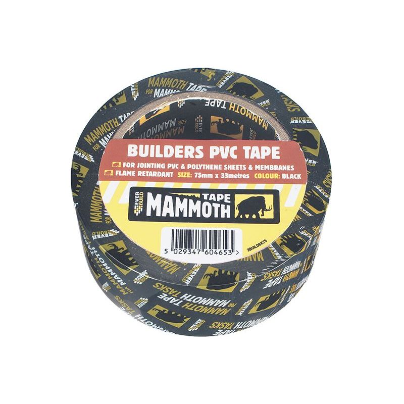 Everbuild Sika Builder's PVC Tape 75mm x 33m Black Everbuild Sika - RockBottom Northamptin