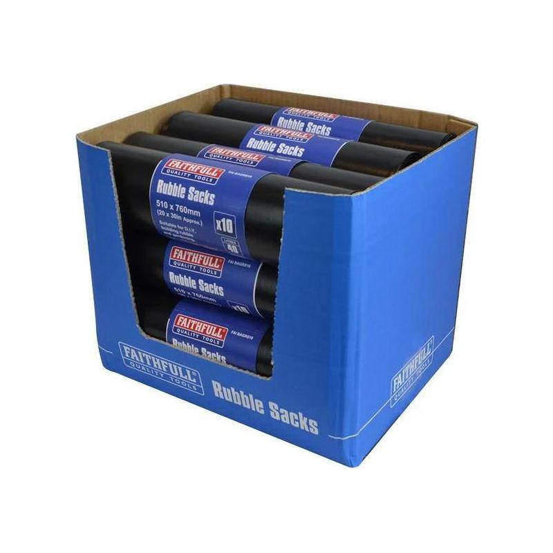 Faithfull Black Rubble Sacks (Roll 10) Faithfull - RockBottom Northampton