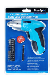 Blue Spot Tools 3.6V Lithium-ion Cordless Screwdriver with 11 PCE bits