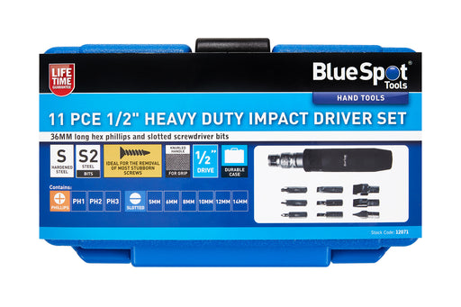 Blue Spot Tools 11 PCE 1/2" Heavy Duty Impact Driver Set