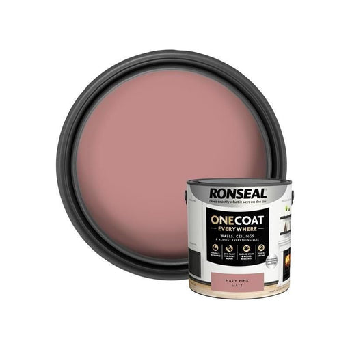Ronseal One Coat Everywhere Interior Paint Hazy Pink Matt 2.5 litre Ronseal - RockBottom Nothampton