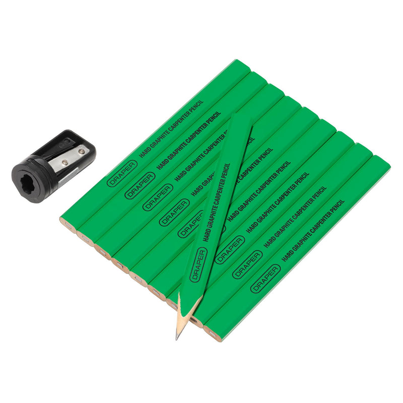 Draper 12145 Carpenter's Pencils with Sharpener (Pack of 10)