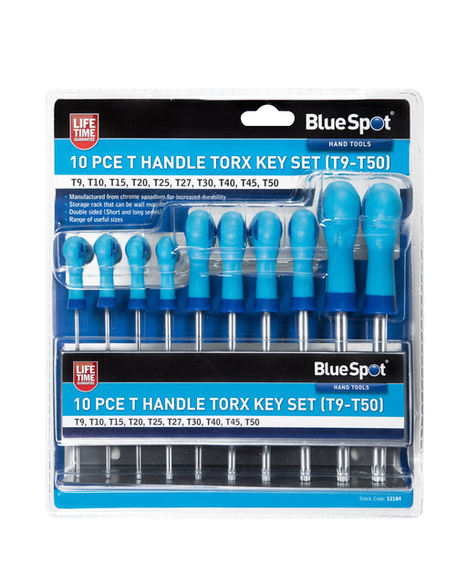 Blue Spot Tools 10 PCE T Handle Torx Key Set (T9-T50)