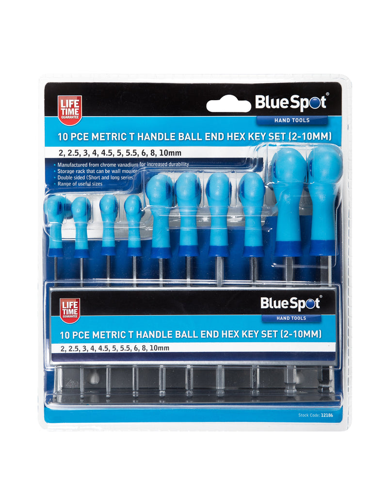 Blue Spot Tools 10 PCE Metric T Handle Ball End Hex Key Set (2-10mm)