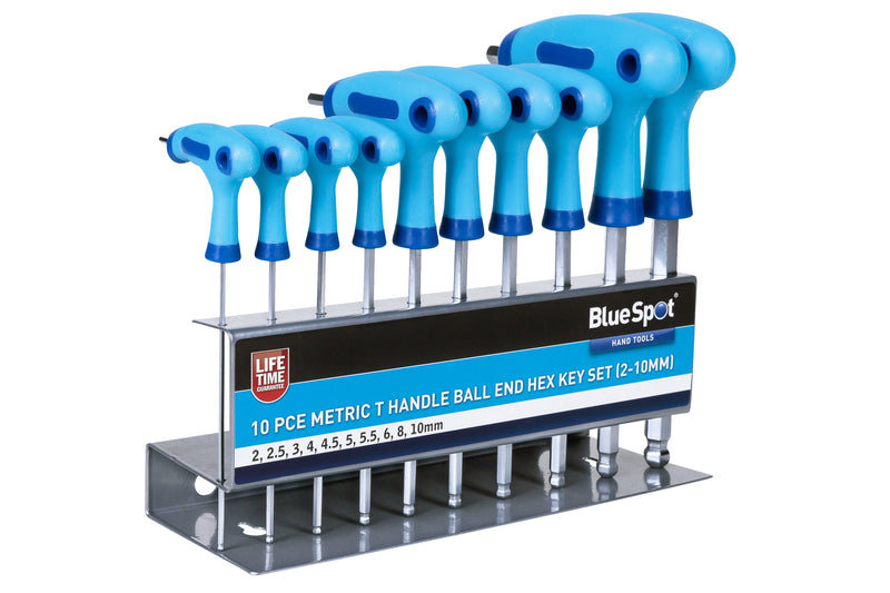 Blue Spot Tools 10 PCE Metric T Handle Ball End Hex Key Set (2-10mm)