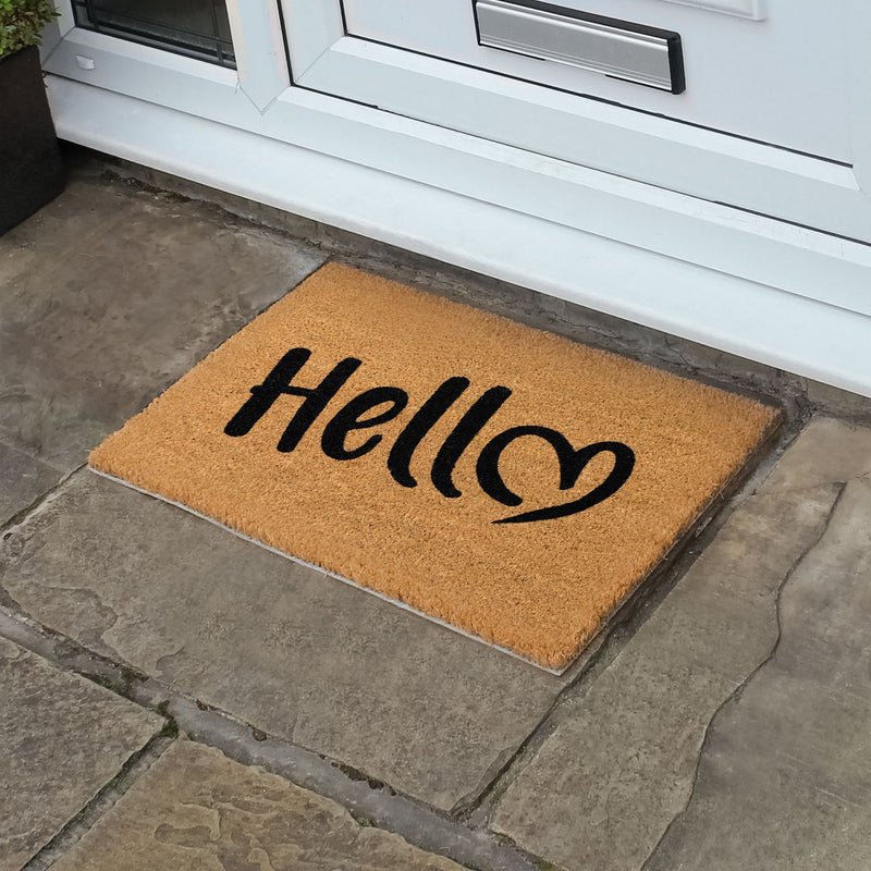 Hello Heart Latex Coir Doormat 40x60cm