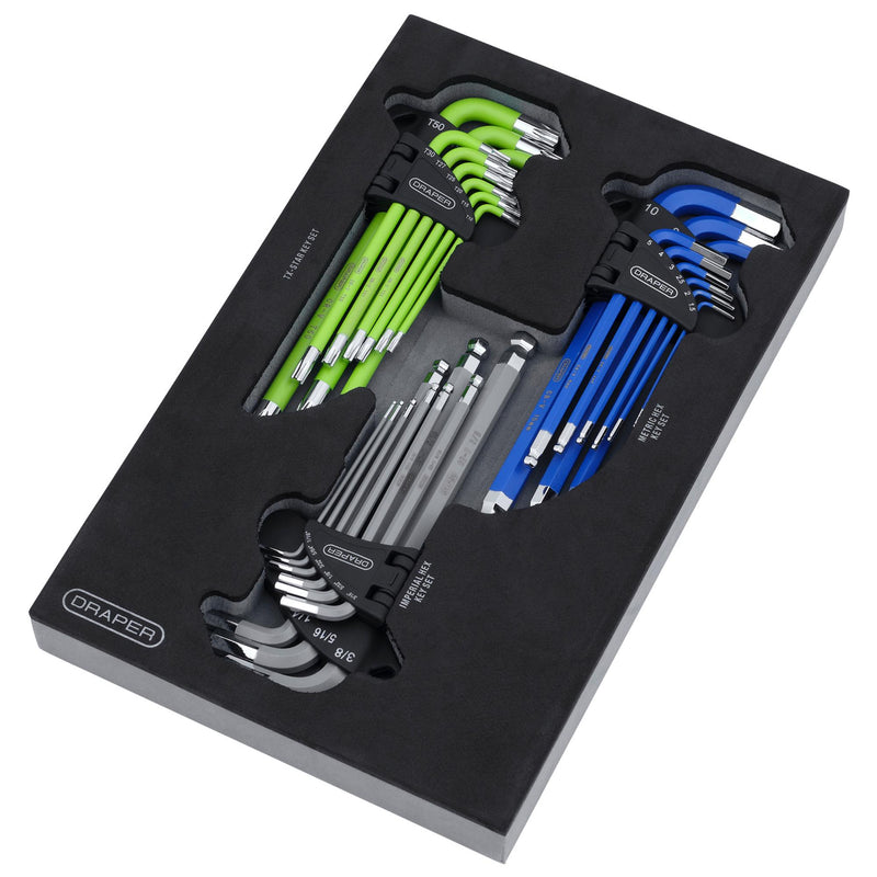 Draper 12822 Draper TX-STAR®, Imperial & Metric Ball End Hex Key Sets (27 Piece)