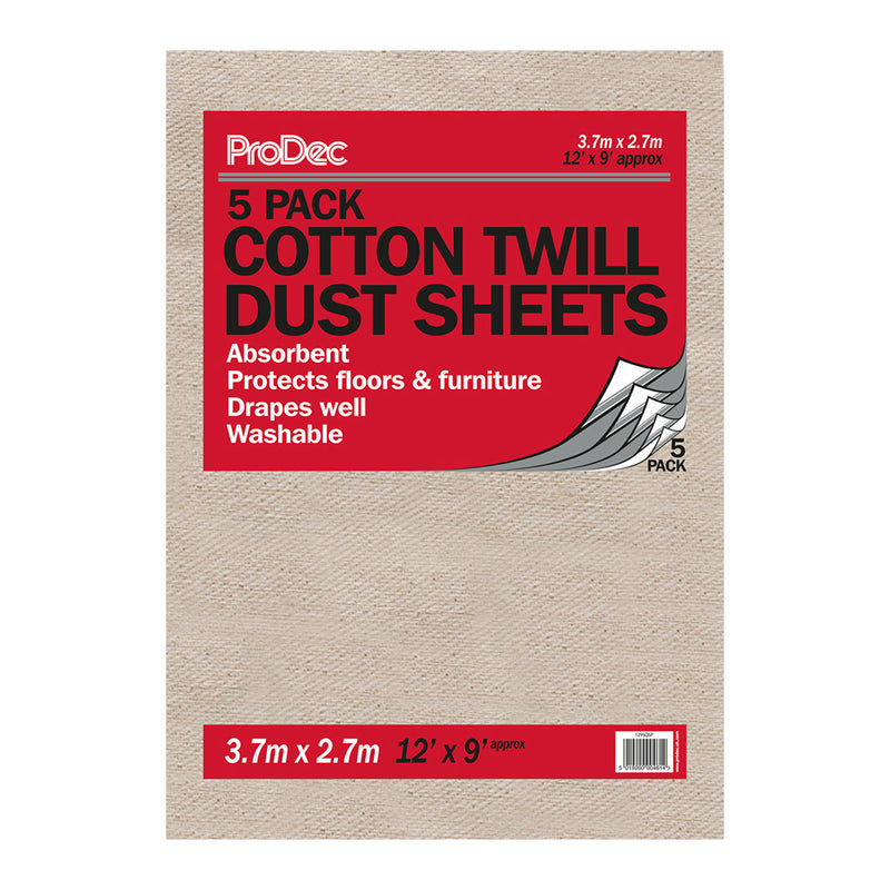 ProDec 5pk 12' x 9' Cotton Twill Dust Sheet
