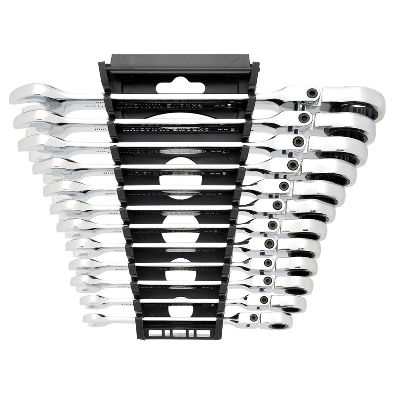 Draper HI-TORQ Metric Flexible Head Ratchet Combination Spanner Set (12 Piece) Draper - Town Tools