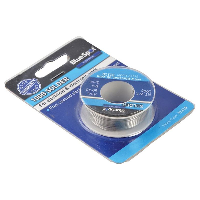 Bluespot Tools Flux Covered Solder 100g 60/40 BlueSpot Tools - RockBottom Northampton