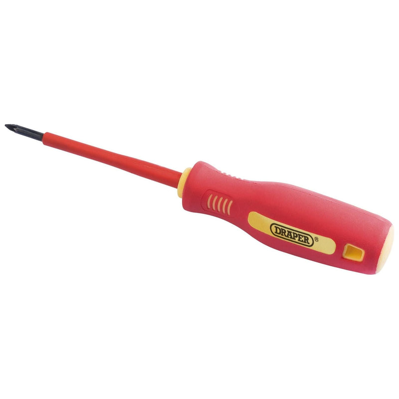 Draper Fully Insulated Soft Grip Cross Slot Screwdriver, No.0 x 75mm (Sold Loose Draper - Town Tools 