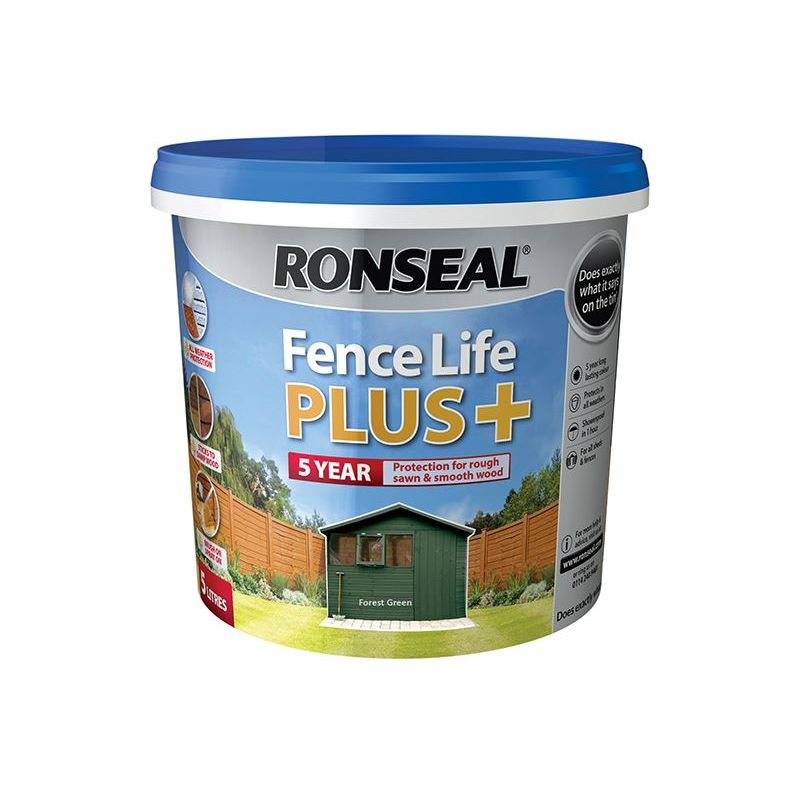 Ronseal Fence Life Plus+ Forest Green 5 litre Ronseal - RockBottom Nothampton