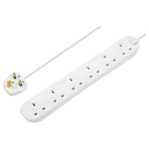 Masterplug Extension Lead 240V 6-Gang 13A White 2m Masterplug - RockBottom Northampton