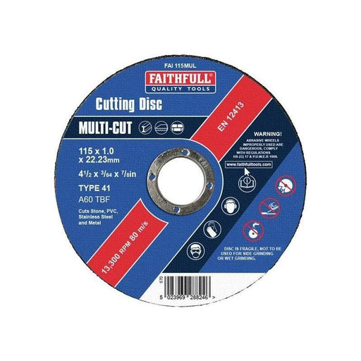 Faithfull Multi-Purpose Cutting Disc 115 x 1.0 x 22.23mm (Pack 10) Faithfull - RockBottom Northampton