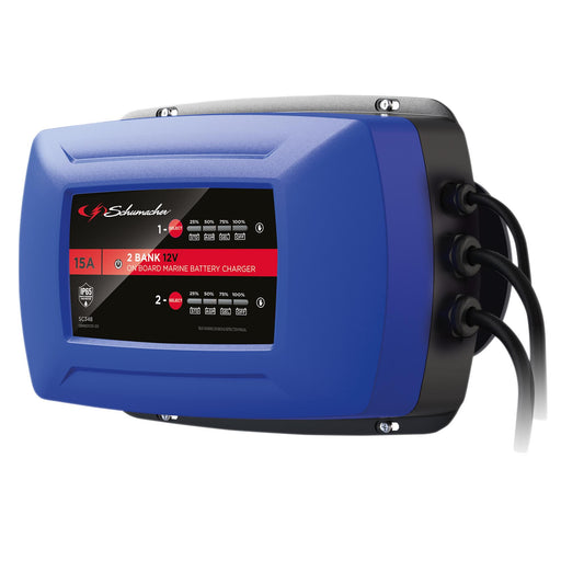 Draper 13102 Schumacher® SC348 2 Bank 12V On Board Marine Battery Charger, 15A