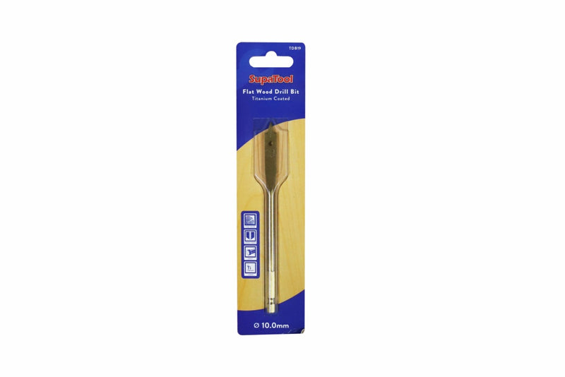SupaTool Titanium Coated Flat Wood Drill Bits 10mm