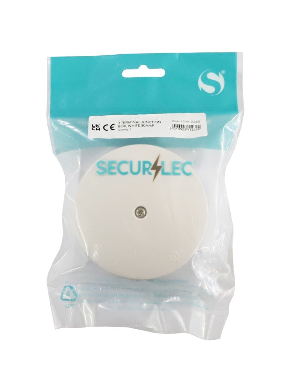 Securlec 3 Terminal Junction Box White 30A 90mm