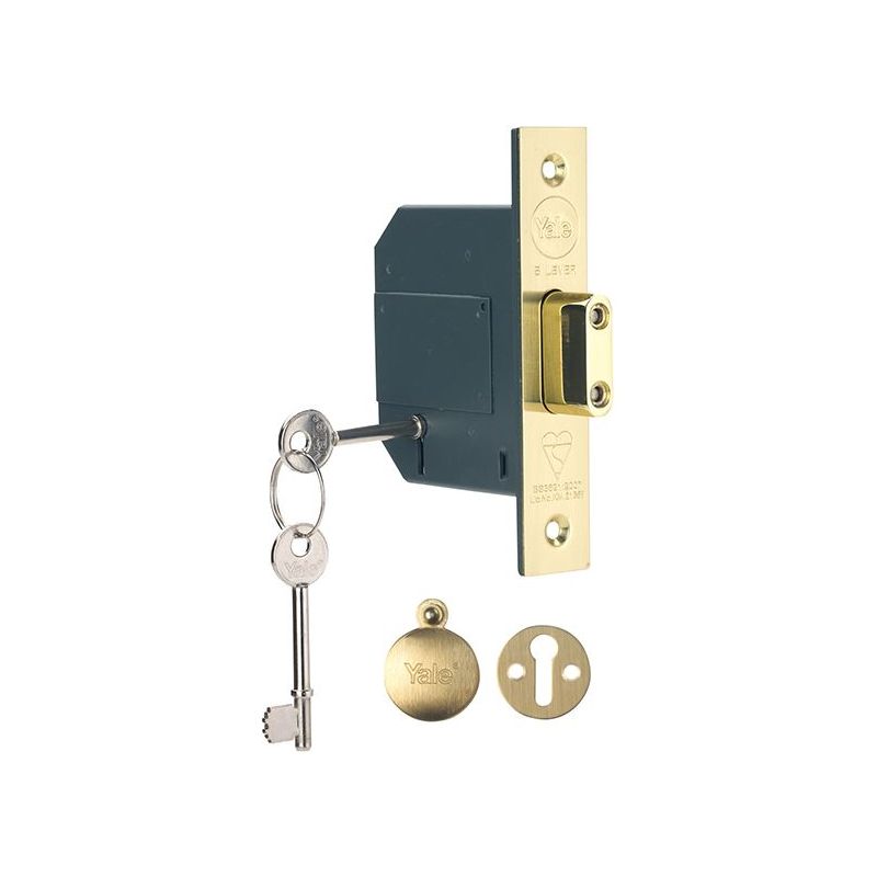 Yale Locks PM562 Hi-Security BS 5 Lever Mortice Deadlock 68mm 2.5in Polished Brass Yale Locks - RockBottom Northampton