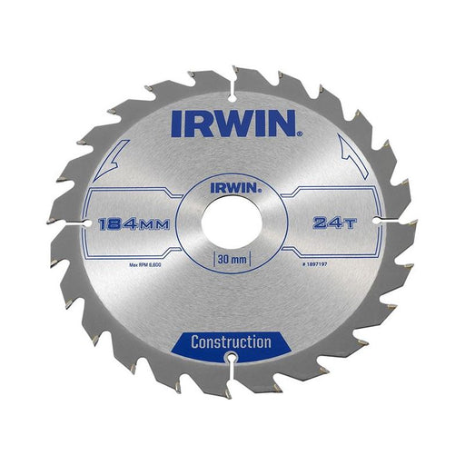 Irwin® Construction Circular Saw Blade 184 x 30mm x 24T ATB IRWIN® - RockBottom Northampton