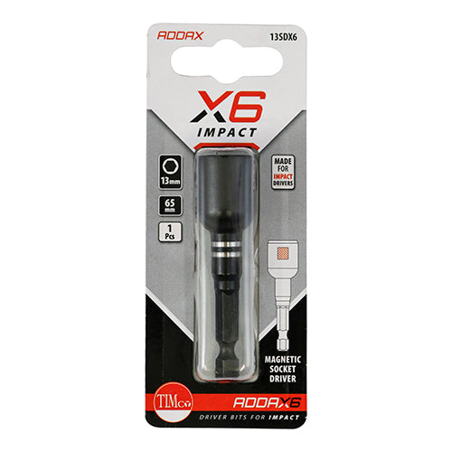 TIMCO X6 Impact Magnetic Socket Driver - 10mm x 65mm
