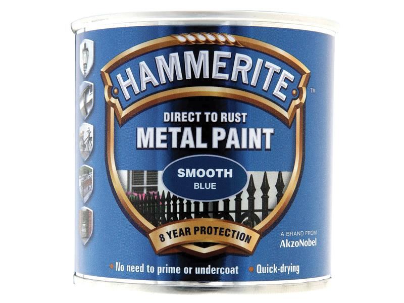 Hammerite Direct to Rust Smooth Finish Metal Paint Blue 250ml Hammerite - RockBottom Northampton