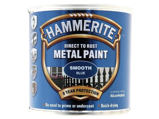 Hammerite Direct to Rust Smooth Finish Metal Paint Blue 250ml Hammerite - RockBottom Northampton