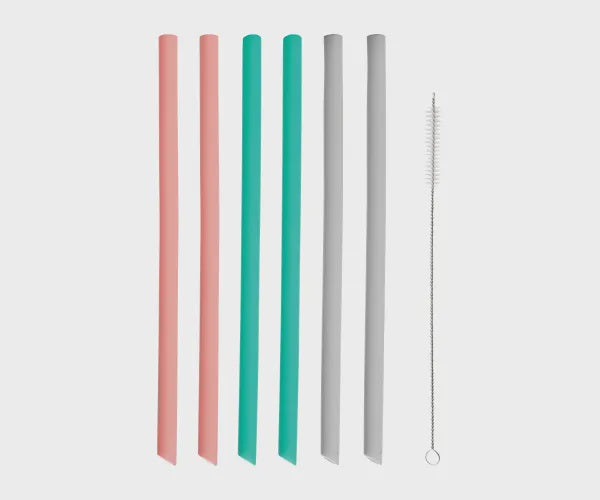 Pure Set Of 6 Silicone Straight Straws