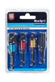 Blue Spot Tools Colour Coded Impact Socket Adaptors (1/4"-3/8"-1/2") & Bit Holder