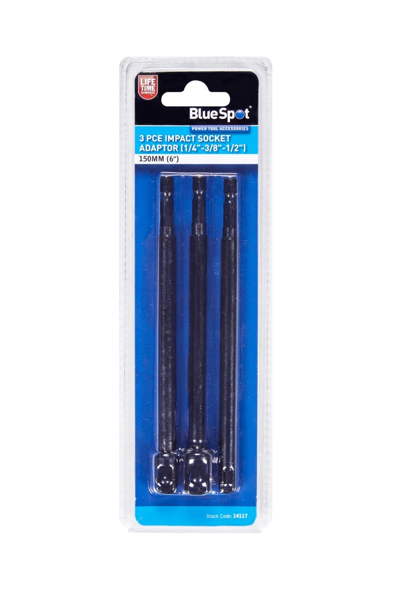 Blue Spot Tools 3 PCE 150mm (6") Impact Socket Adaptor (1/4"-3/8"-1/2")