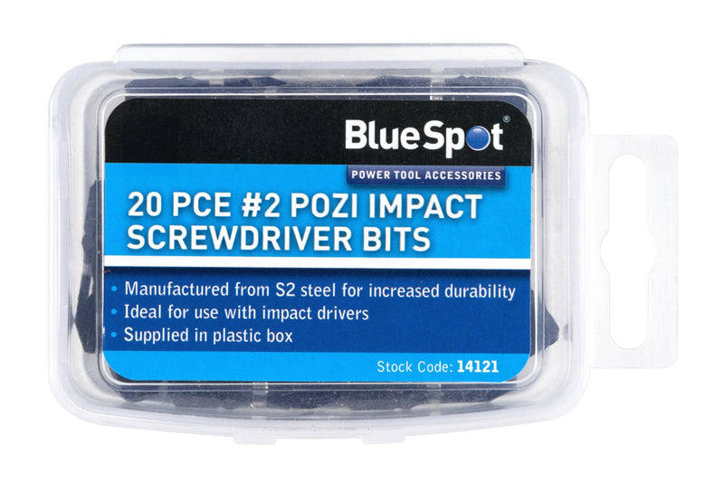Blue Spot Tools 20 PCE PZ2 Impact Screwdriver Bits