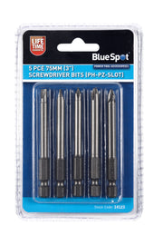 Blue Spot Tools 5 PCE 75mm (3") Screwdriver Bits (PH-PZ Slot)