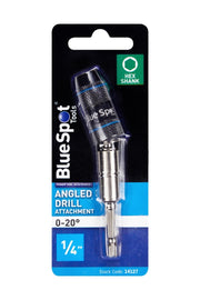 Blue Spot Tools 1/4" Hex Shank 0-20° Angled Drill Attachment