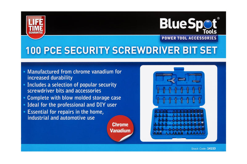 Blue Spot Tools 100 PCE Security Screwdriver Bit Set