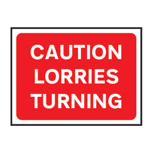 Caution lorries turning 1.2mm Recyclable PP (600 x 400mm)