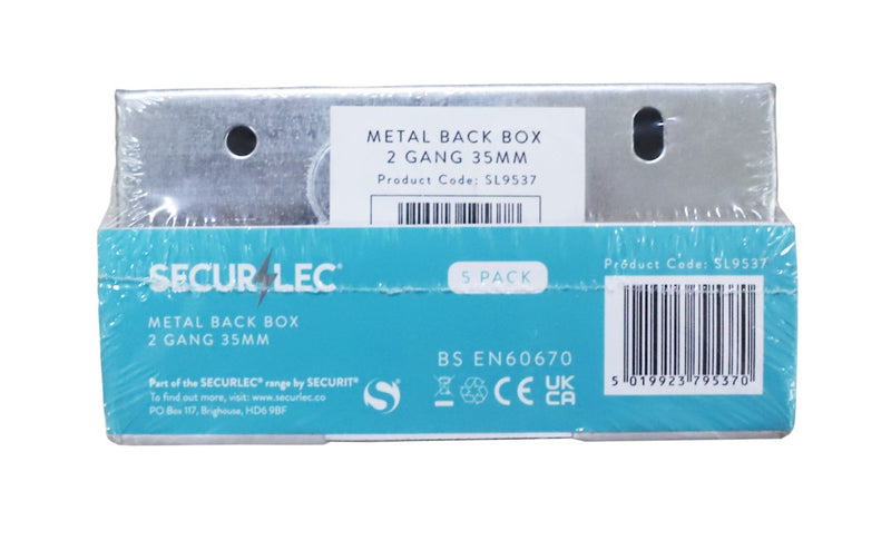 Securlec Metal Back Box 2 Gang 35mm