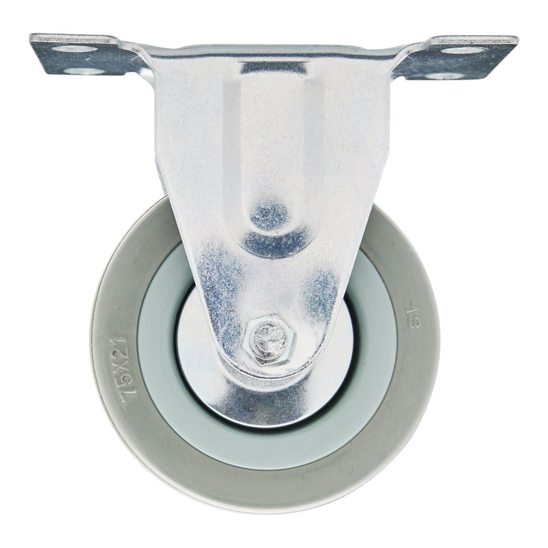 Draper Fixed Plate Fixing Rubber Castor, 75mm Diameter, S.W.L. 70kg Draper - Town Tools