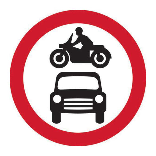 450mm dia. ACP 'Motor Vehicles Prohibited' Road Sign (with channel)