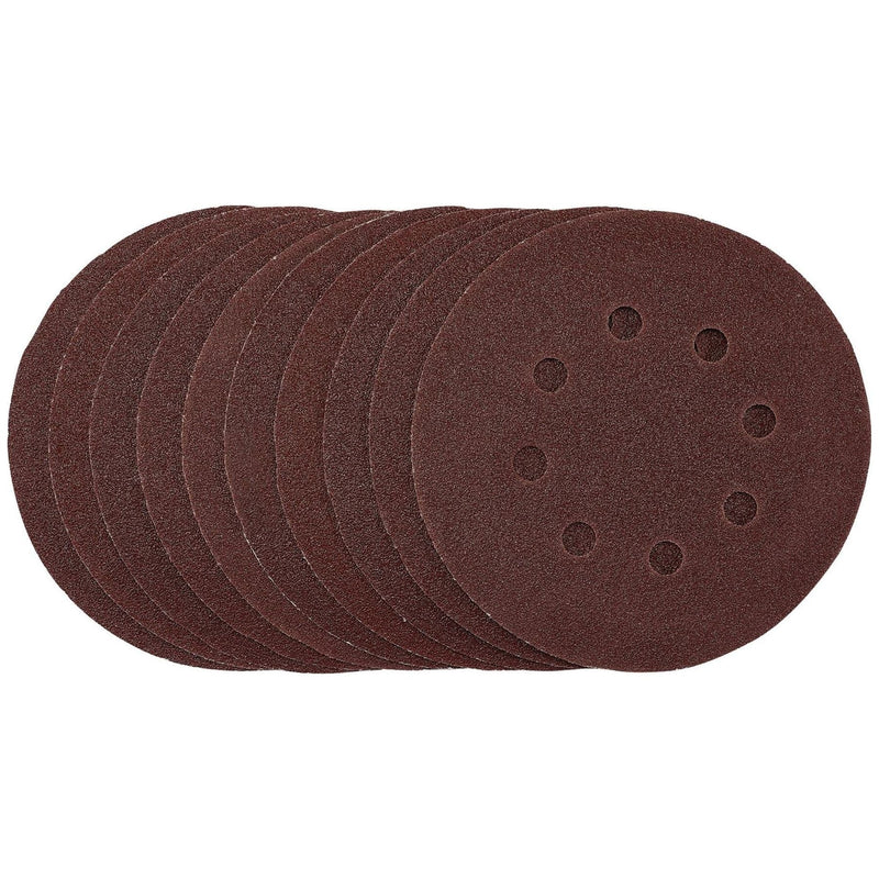 Draper Punched Sanding Discs, 125mm, Hook & Loop, 80 Grit, (Pack of 10) 54755 Draper - Town Tools 