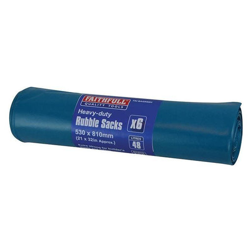 Faithfull Blue Heavy-Duty Rubble Sacks (Roll 6) Faithfull - RockBottom Northampton