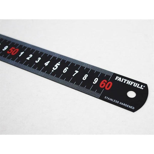Faithfull Matt Black Stainless Steel Measuring Rule 600mm Faithfull - RockBottom Northampton
