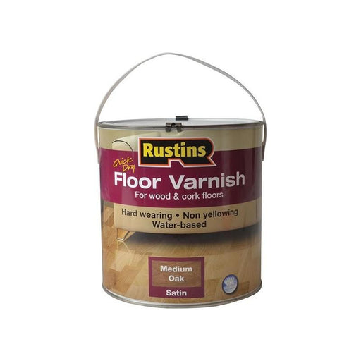 Rustins Quick Dry Coloured Floor Varnish Medium Oak 2.5 litre Rustins - RockBottom Nothampton