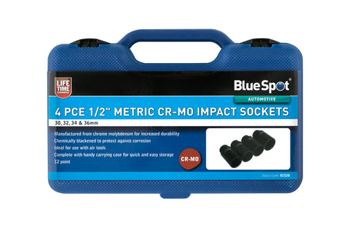 Blue Spot Tools 4 PCE 1/2" Cr-Mo Socket Set (30-36mm)