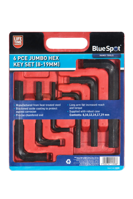 Blue Spot Tools 6 PCE Jumbo Hex Key Set (8-19mm)