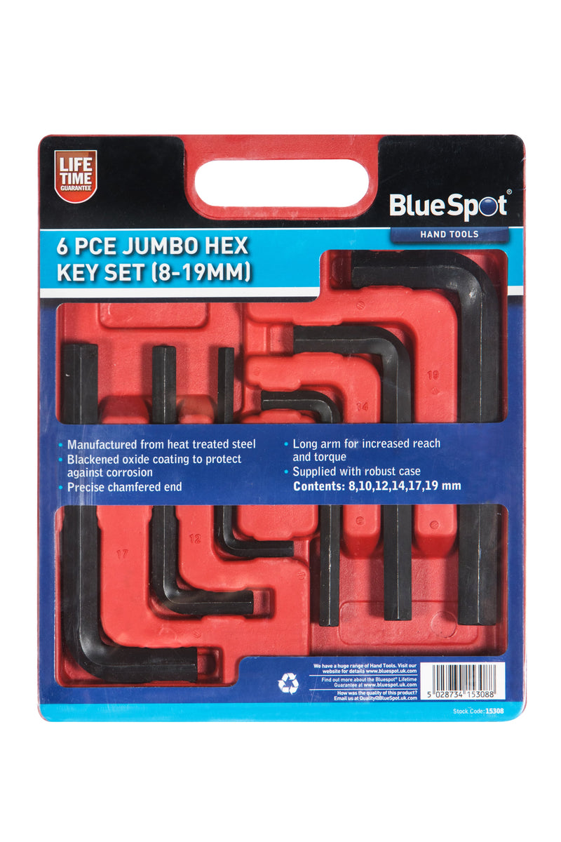 Blue Spot Tools 6 PCE Jumbo Hex Key Set (8-19mm)