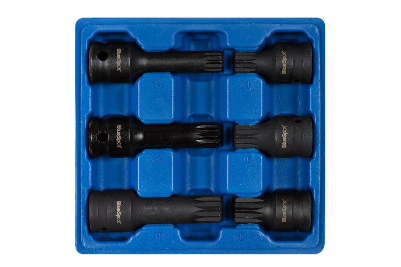 Blue Spot Tools 6 PCE 1/2" Spline Sockets (M14-M18)